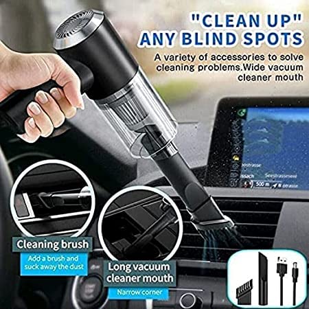 Handheld Vacuum Car Cleaner Air Duster Wireless Rechargeable Home Pet Hair Vacuum with Powerful Cyclonic (2 in 1 Vaccum Cleaner 120w)