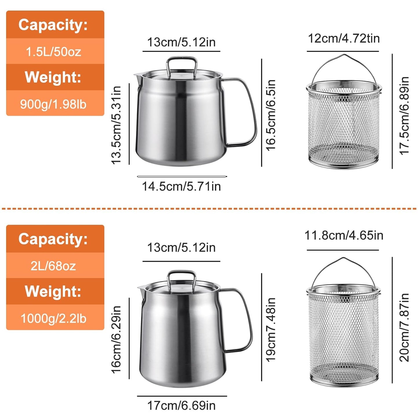 2-in-1 Stainless Steel Multifunctional Oil Strainer Pot