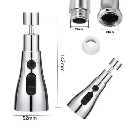 3-mode kitchen faucet sprayer head (Strong Spray, Double-Knife Rinse, Soft Bubble Stream)