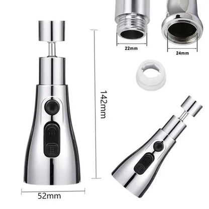 3-mode kitchen faucet sprayer head (Strong Spray, Double-Knife Rinse, Soft Bubble Stream)