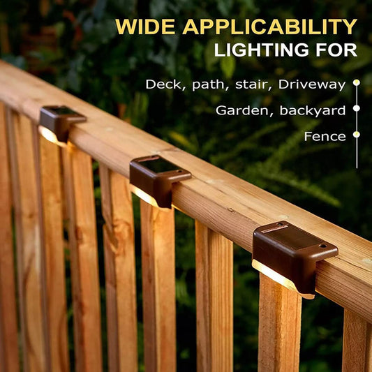 Light Outdoor Waterproof Step Lights Deck Lighting for Steps Stairs Paths Garden Fences Pathway,Outdoor Solar Deck Lights [ Pack of 4, Warm