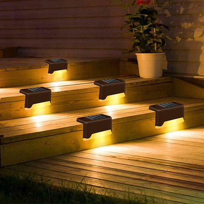 Light Outdoor Waterproof Step Lights Deck Lighting for Steps Stairs Paths Garden Fences Pathway,Outdoor Solar Deck Lights [ Pack of 4, Warm