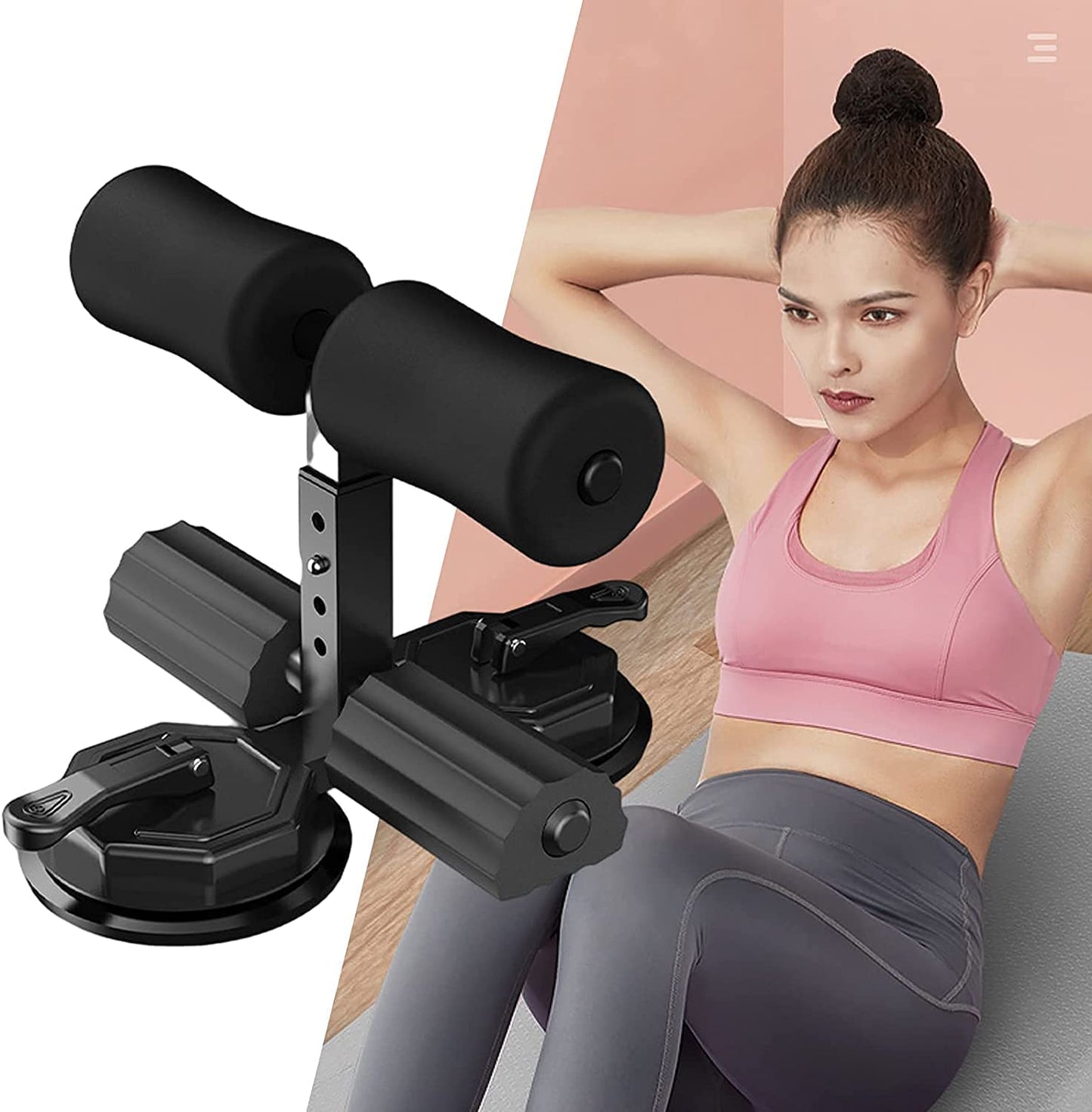Portable Sit Up Bar For Floor Sit-Up Assistant Device with 2 Strong Suction Cups - Ab Crunch Machine - 3 Positions Exercise Equipment Abs house...