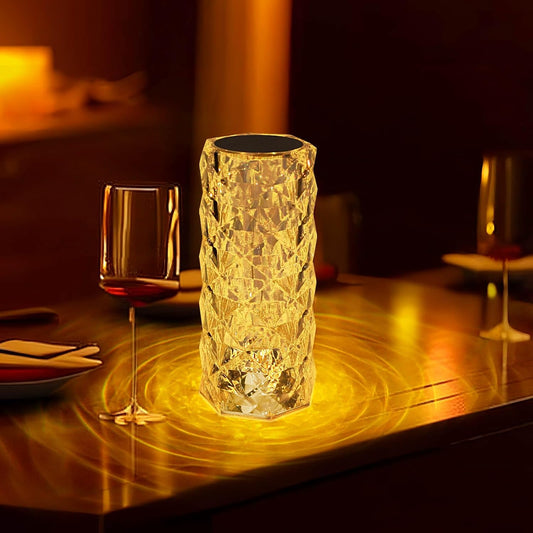 Crystal Lamp Touch Night Light,16 Colors Rechargeable Rose Diamond Table Lamp with Remote Control, USB Table Lamps, Romantic Date Lighting Decor for...