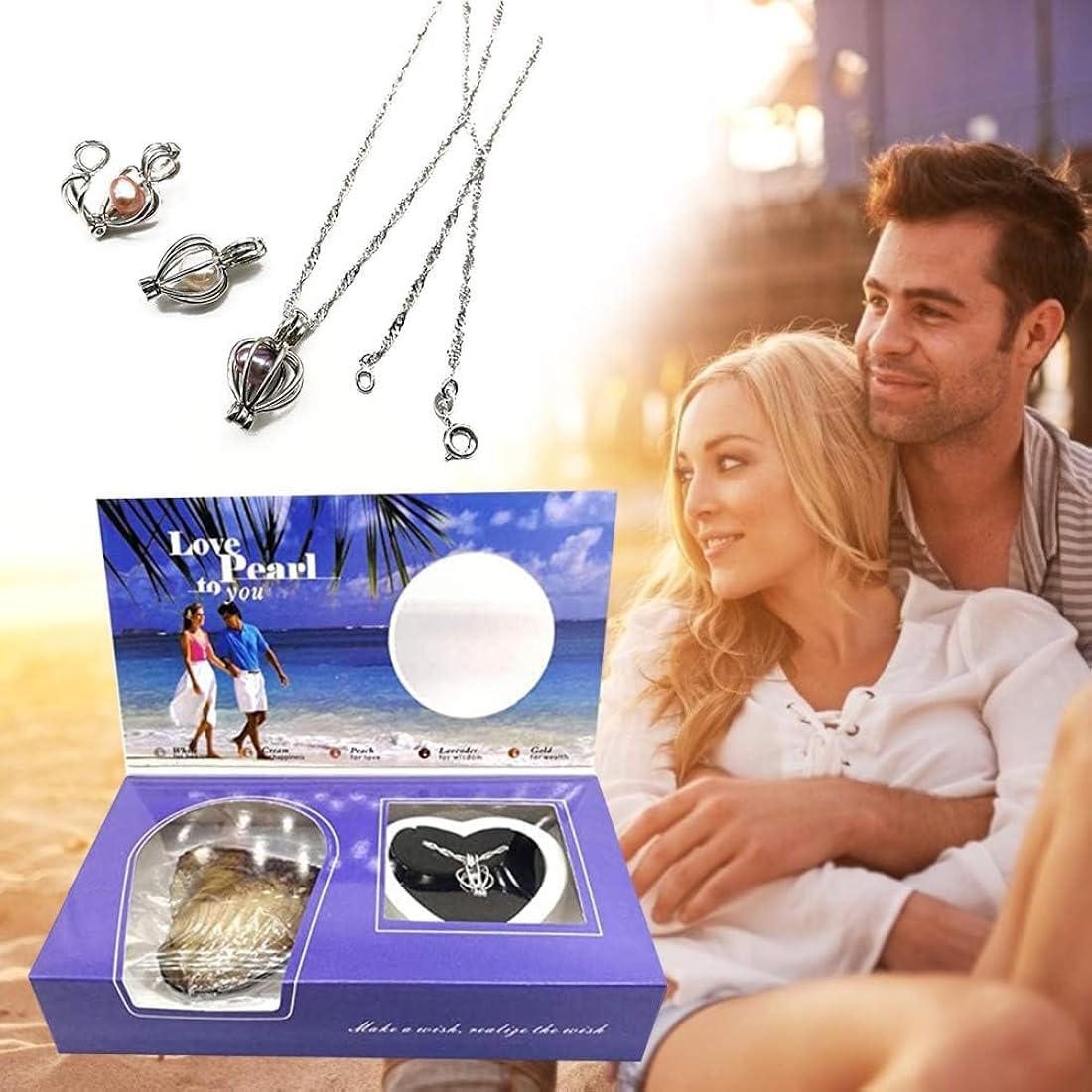 Romantic Love Pearl Pendant Necklace Gift Kit