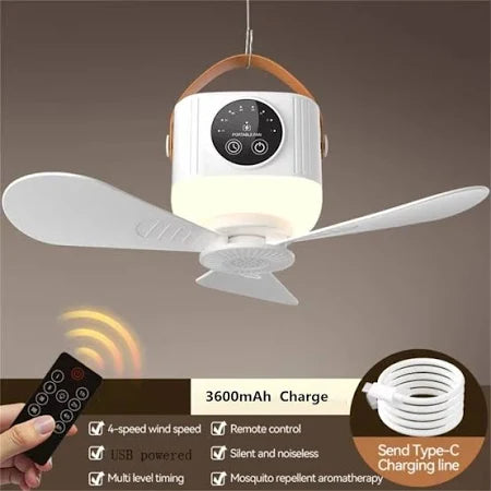 2-IN-1 PORTABLE CEILING FAN & LIGHT with Remote Control